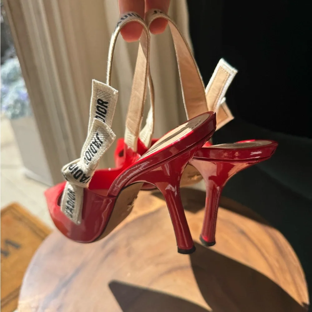 Dior Vibrant Red Slingback Heels - Picture 5 of 9